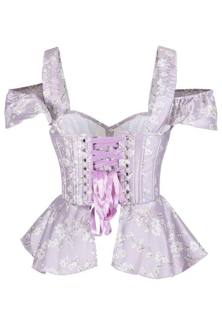 Lilac Blossom Off-Shoulder Peplum Corset Top