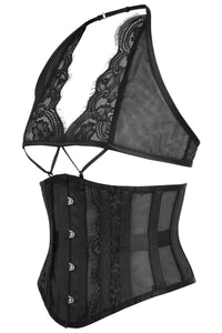 Black Lace Waspie With Matching Bralet