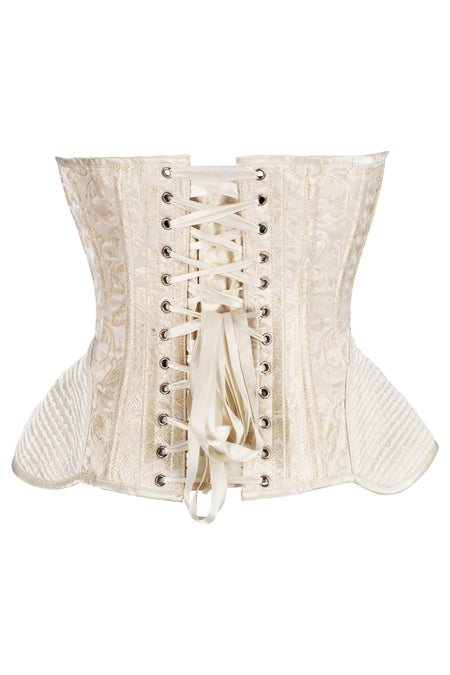 Ivory Baroque Brocade Structured Corset with Quilted Hips