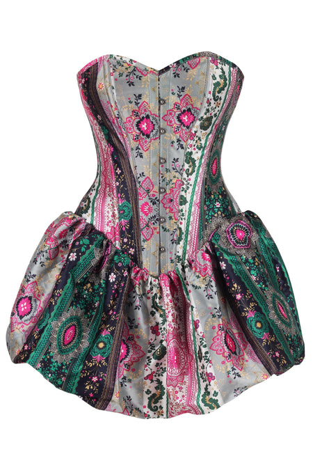 Bohemian Jewel-Tone Patchwork Corset Dress