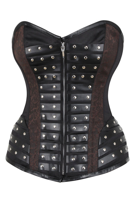 Tan Leatherette Steampunk Underbust With Vintage Style Buckles