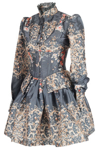 Victorian-Inspired Baroque Floral Costume Set with Corset, Skirt & Shirt