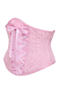 Corset Story BC-010 Pink Mesh Overlay Underbust with Decorative Front Lacing