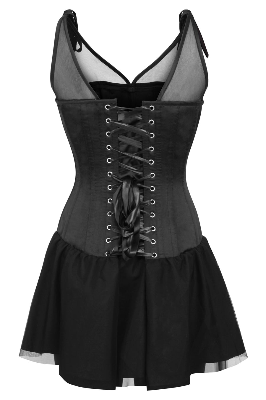 Elaborate Gothic Dress with Corset and Shorter-Front Skirt