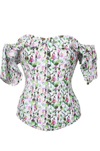 Corset Story CSFT192 Watercolour Floral Print Corset Top With Frill Sleeve