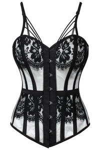 Corset Story FTS128 Black And Ivory Gothic Corset With Chantilly Lace