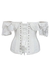 White Lace Overlay Overbust Corset Top