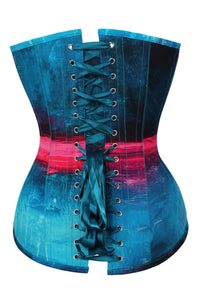 Corset Story MY-644 Stormy Night Blue and Pink Longline Overbust Corset