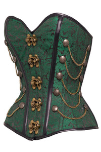 Corset Story ND-163 Green Waist Taming Steampunk Corset With Chains
