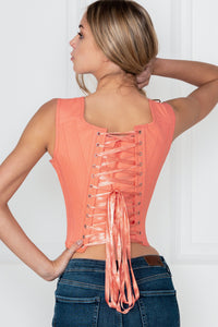 Corset Story WTS802 Historically Inspired 1650-1700 Coral Cotton Overbust Corset