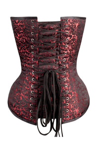 Corset Story MY-003 Long Red Brocade Pattern Corset With Hip Gores